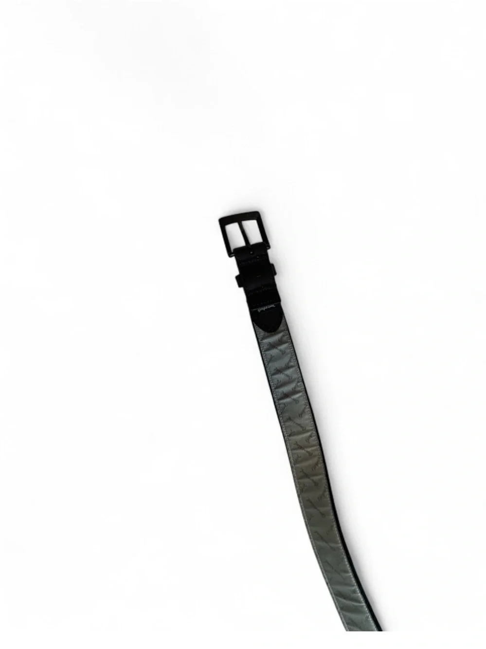Men's Black Belt with Blue Stripe - Casual Webbing Strap